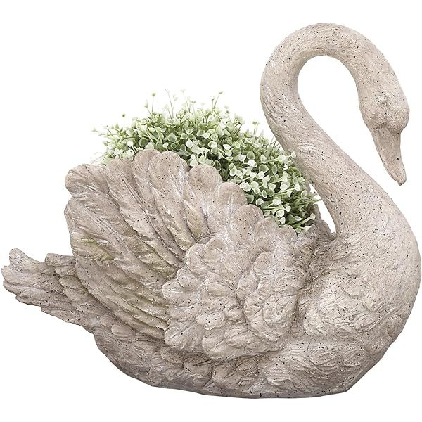 Deco 79 Benzara 79984 Polystone Swan Vase 18" W, 15" H, Gray | Amazon (US)