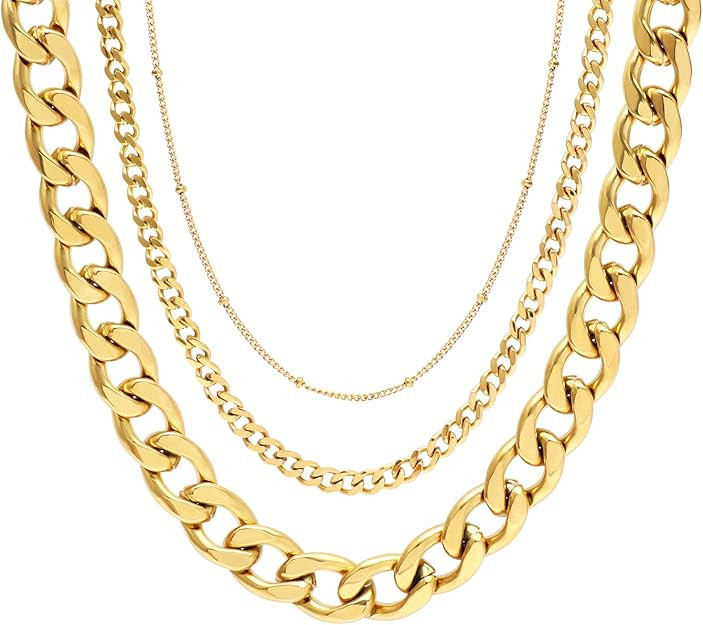 14K Gold Plated U Shaped Bamboo Lock Chain Paperclip Chains Adjustable Necklace for Women Gold Pl... | Amazon (US)