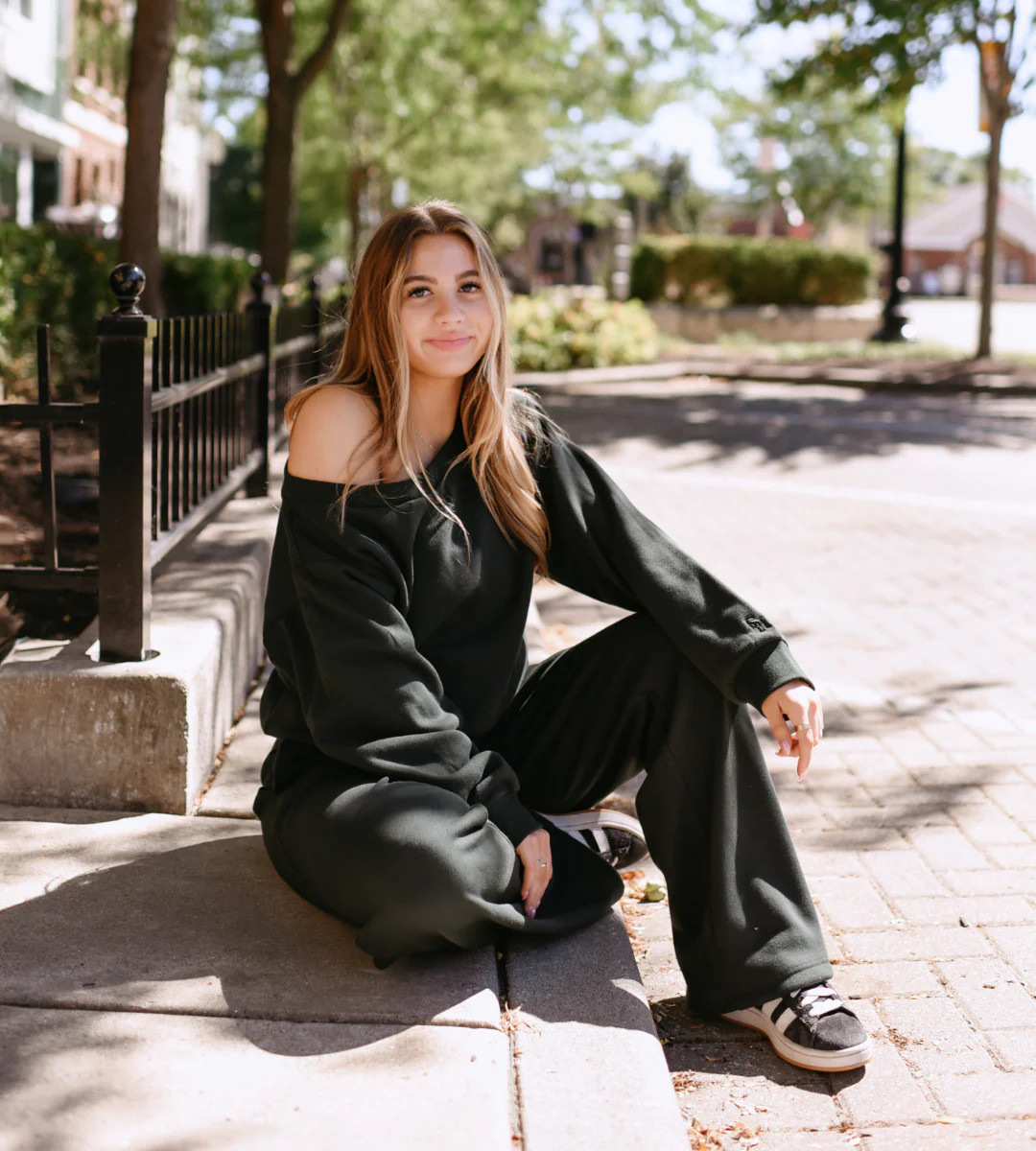 Hunter Green Wide Leg Sweatpants | Hill x Sarah