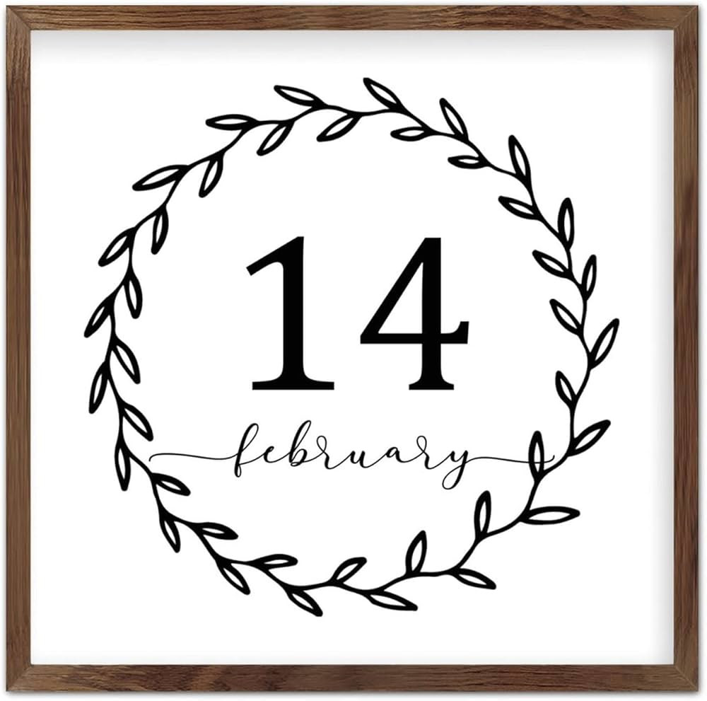 WengBeauty Valentine's Day February 14 Framed Wooden Wall Sign Lover Valentine's Day Gift Hanging... | Amazon (US)