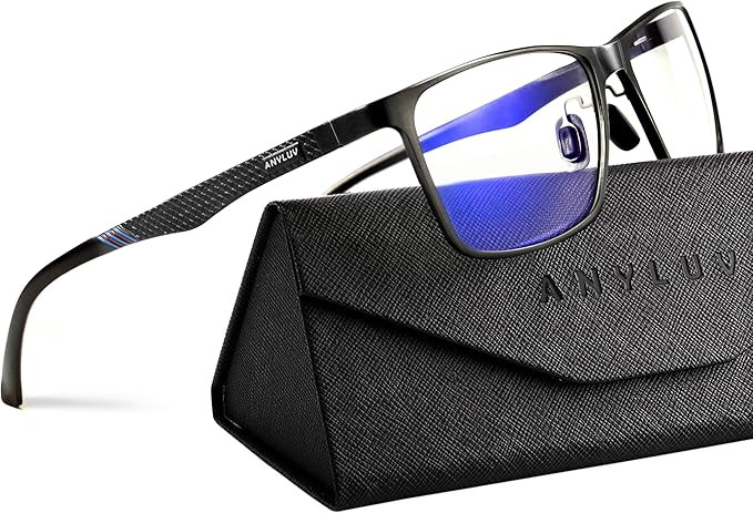 ANYLUV Blue Light Glasses Men, Relieve Eyestrain and Eye Protection, Al-Mg Metal Computer Blue Li... | Amazon (US)