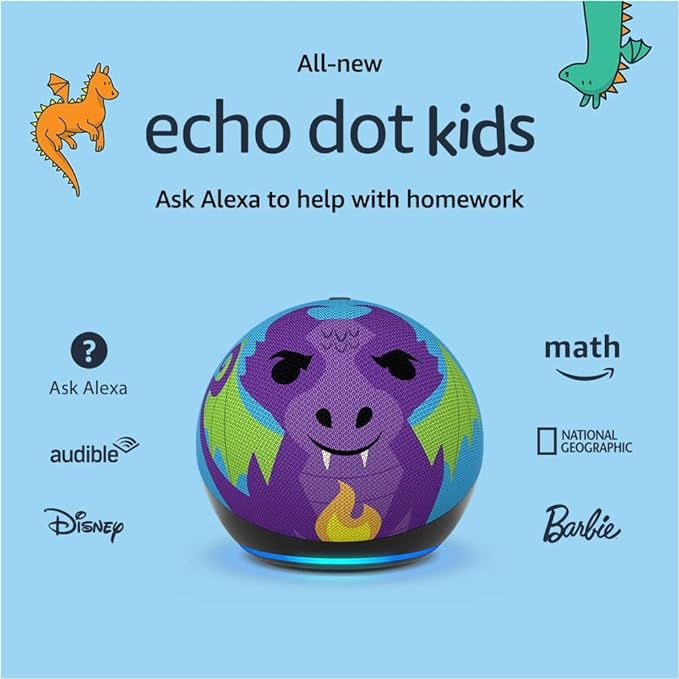 All-New Echo Dot (5th Gen, 2022 release) Kids | Designed for kids, with parental controls | Drago... | Amazon (US)