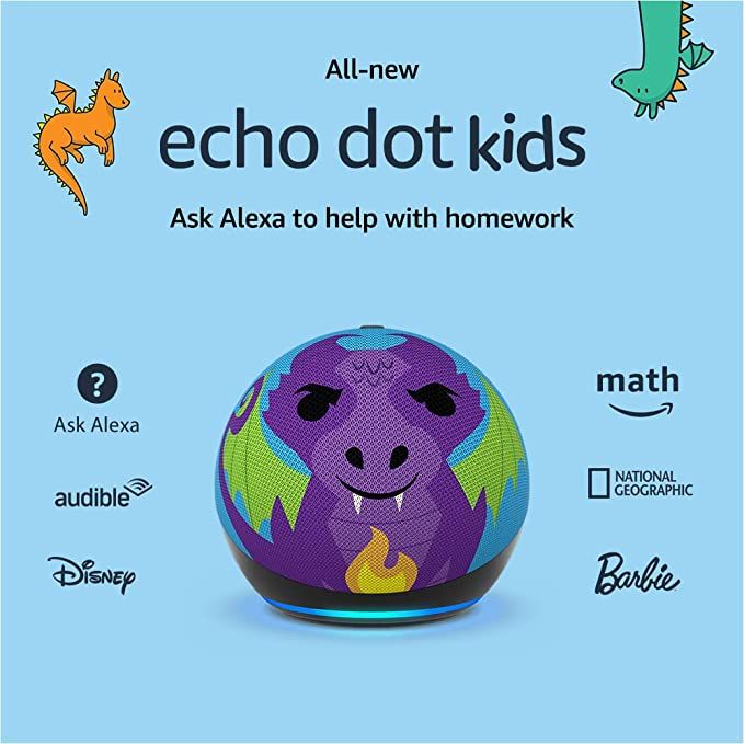 All-New Echo Dot (5th Gen, 2022 release) Kids | Designed for kids, with parental controls | Drago... | Amazon (US)