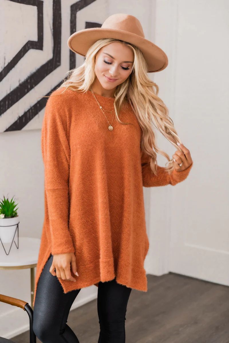 Uncomplicate My Life Rust Pullover | The Pink Lily Boutique