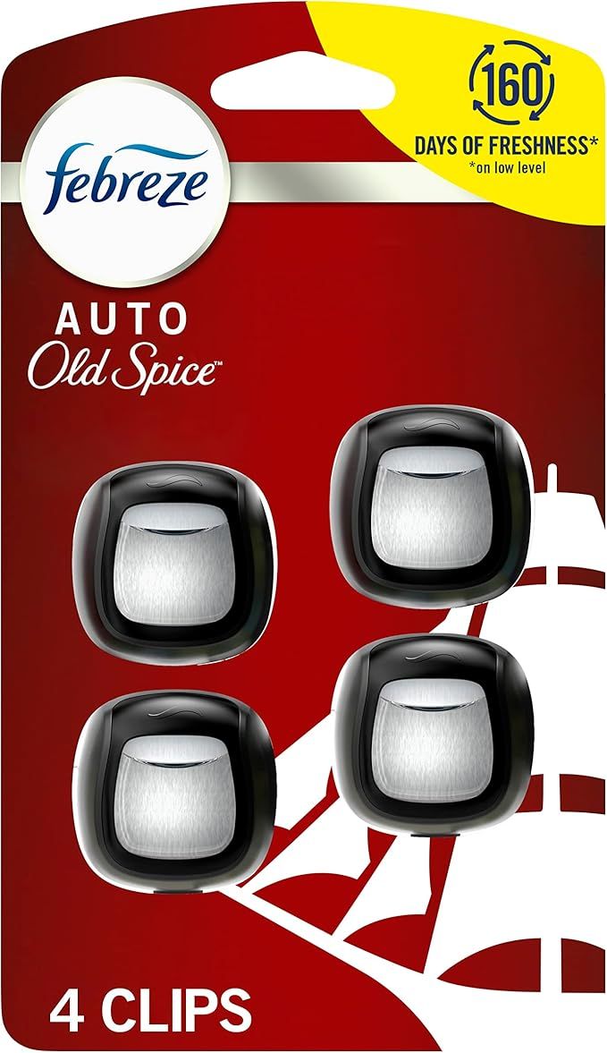 Febreze Car Air Freshener Vent Clip Old Spice Scent, .07 oz. Car Vent Clip, Pack of 4 | Amazon (US)