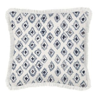 Ikat Cornflower Sunbrella Fringed Outdoor Pillow | Ballard Designs, Inc.