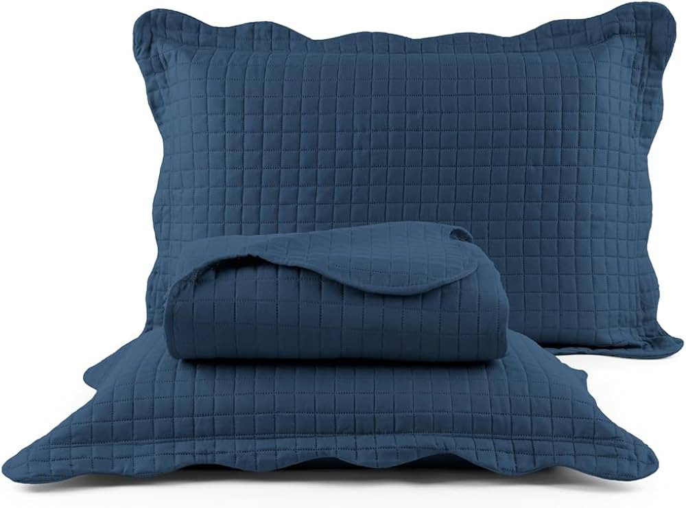 Cobre Leito Colcha Queen 3 peças Dupla Face Micro Percal 150 Fios Matelado Pastilhas (Marinho) | Amazon (BR)