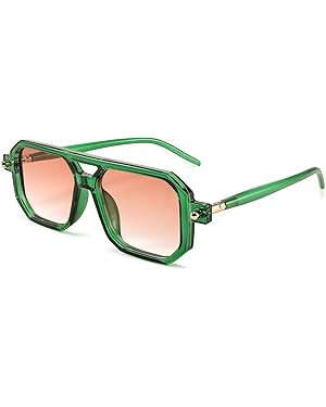 FEISEDY Vintage Square 70s Flat Aviator Sunglasses Women Men Classic Retro Stylish Frame UV400 Su... | Amazon (US)