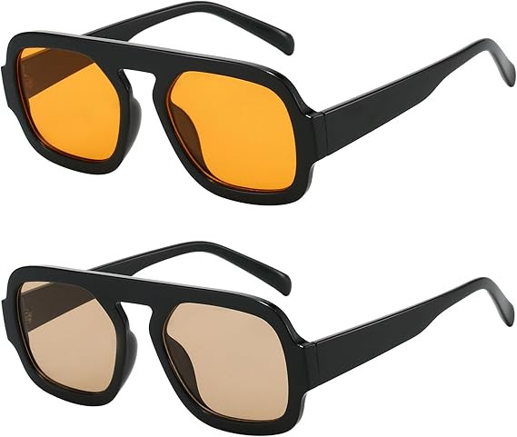 Trendy Square Aviator Sunglasses for Women Flat Top Designer Stylish Frame Sun Glasses Vintage Sh... | Amazon (US)