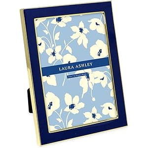 Laura Ashley 5x7 Navy Enamel Picture Frame, Gold Metal Edge with Easel, for Countertop, Counterspace | Amazon (US)