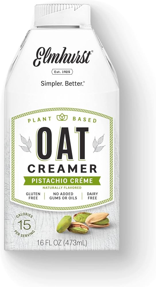 Elmhurst 1925 Pistachio Crème Oat Creamer, Plant-Based, Vegan, 16 Ounce (Pack of 6) | Amazon (US)