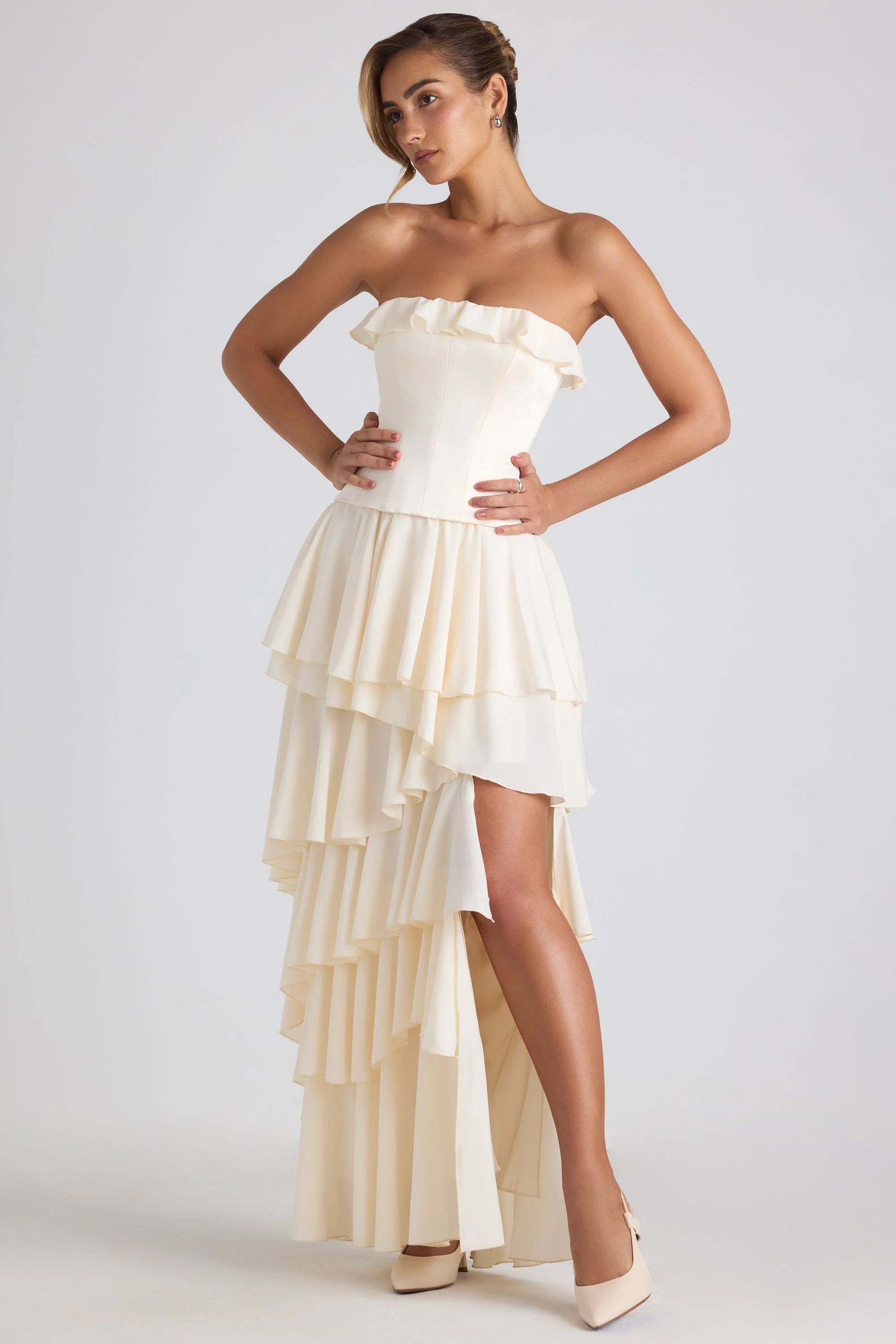 Tiered Corset Gown in Ivory | Oh Polly