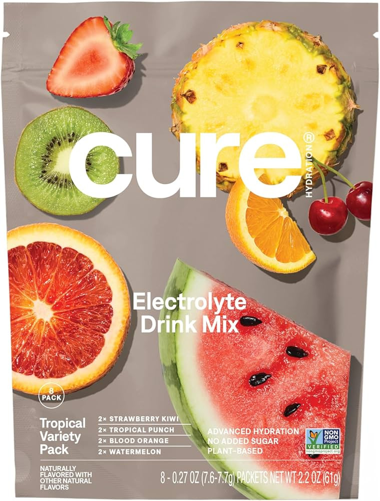 Cure Hydration | Plant-Based Electrolyte Drink Mix | No Added Sugar | Non-GMO | Vegan | 8 Serving... | Amazon (US)