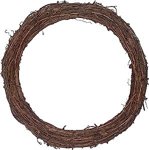 Natural Rattan Grapevine Wreath, Handcrafted Wreath Rustic Ring Wreath DIY Crafts Base for Hallow... | Amazon (US)