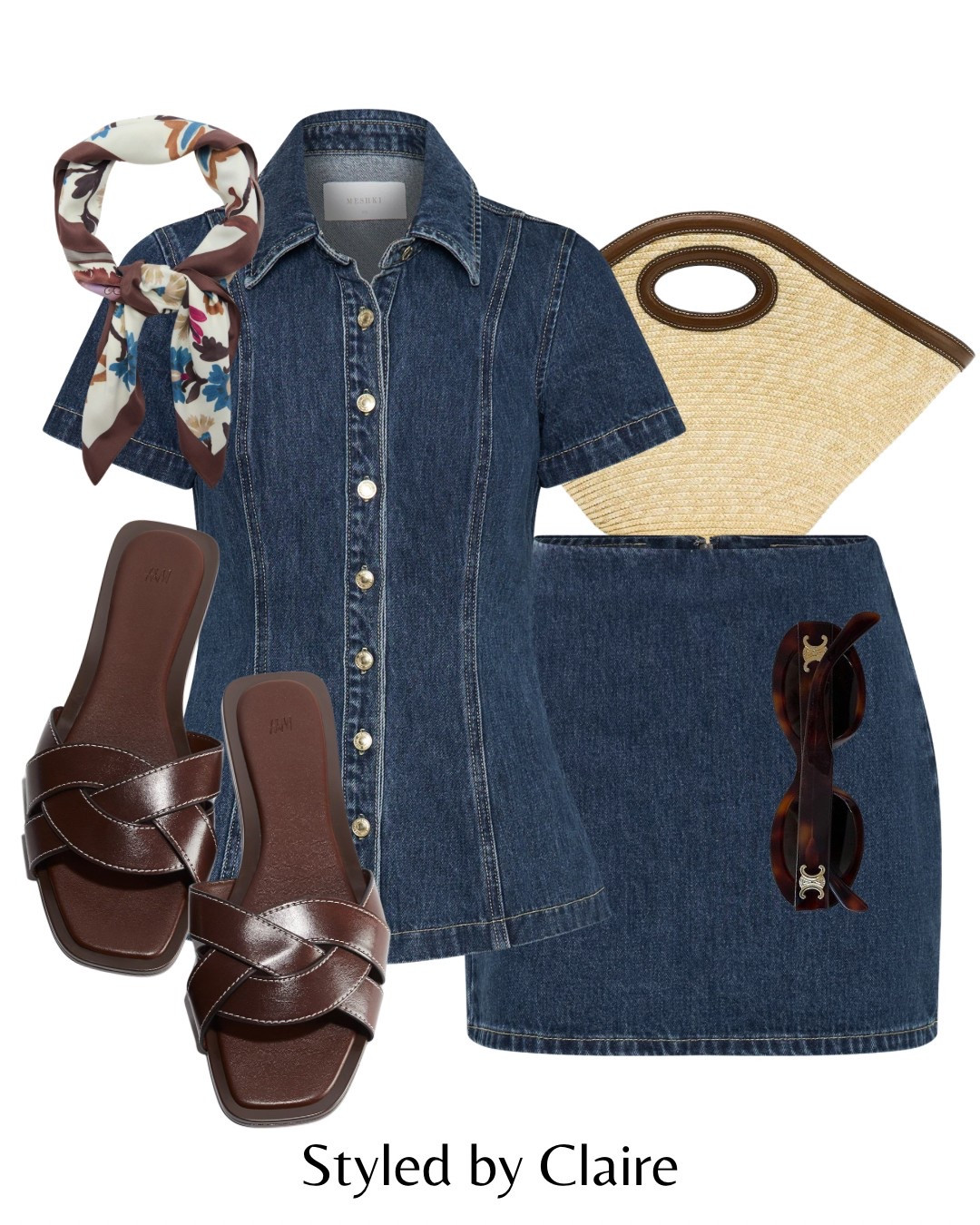 Double denim❤️‍🔥
Tags: dark wash meshki short sleeve polo shirt top mini skirt set raffia bag Zara sandals leather brown H&M neutral mango floral silk scarf neck tie fashion spring summer inspo outfit ideas chic women’s style city break date night holidays vacation sale trending 

#LTKbag #LTKstyletip #LTKspring