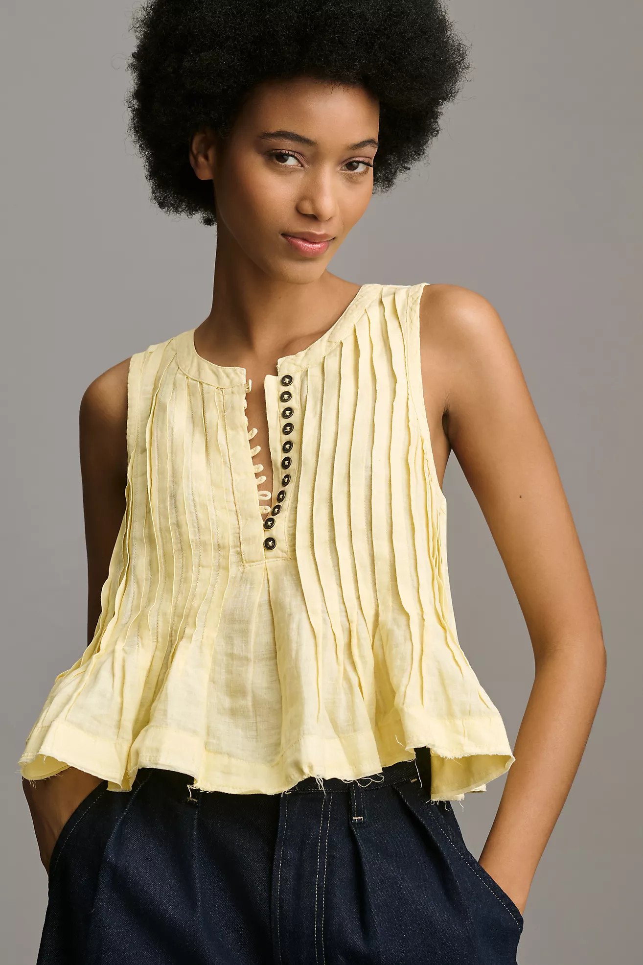 By Anthropologie Pleated Linen Tank | Anthropologie (US)