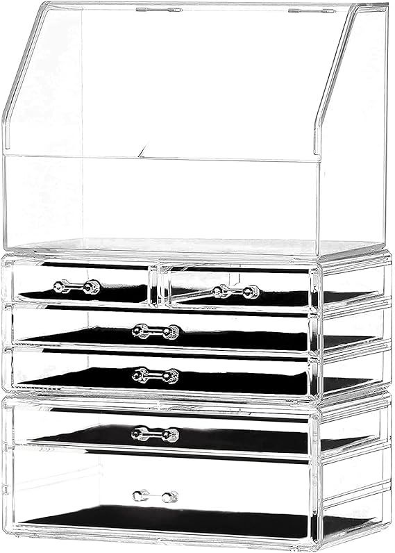 Cq acrylic Cosmetic Display Cases With LId Dust Water Proof for Bathroom Countertop Stackable Lar... | Amazon (US)