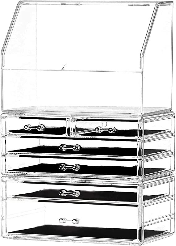Cq acrylic Cosmetic Display Cases With LId Dust Water Proof for Bathroom Countertop Stackable Lar... | Amazon (US)