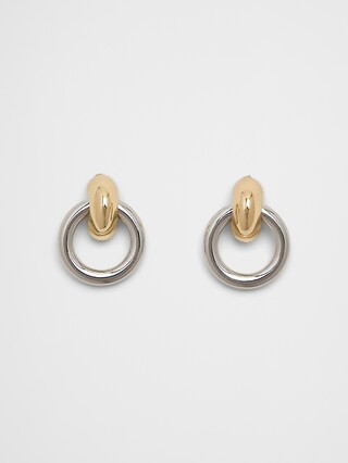 Mixed Metal Chunky Drop Hoop Earrings | Banana Republic Factory