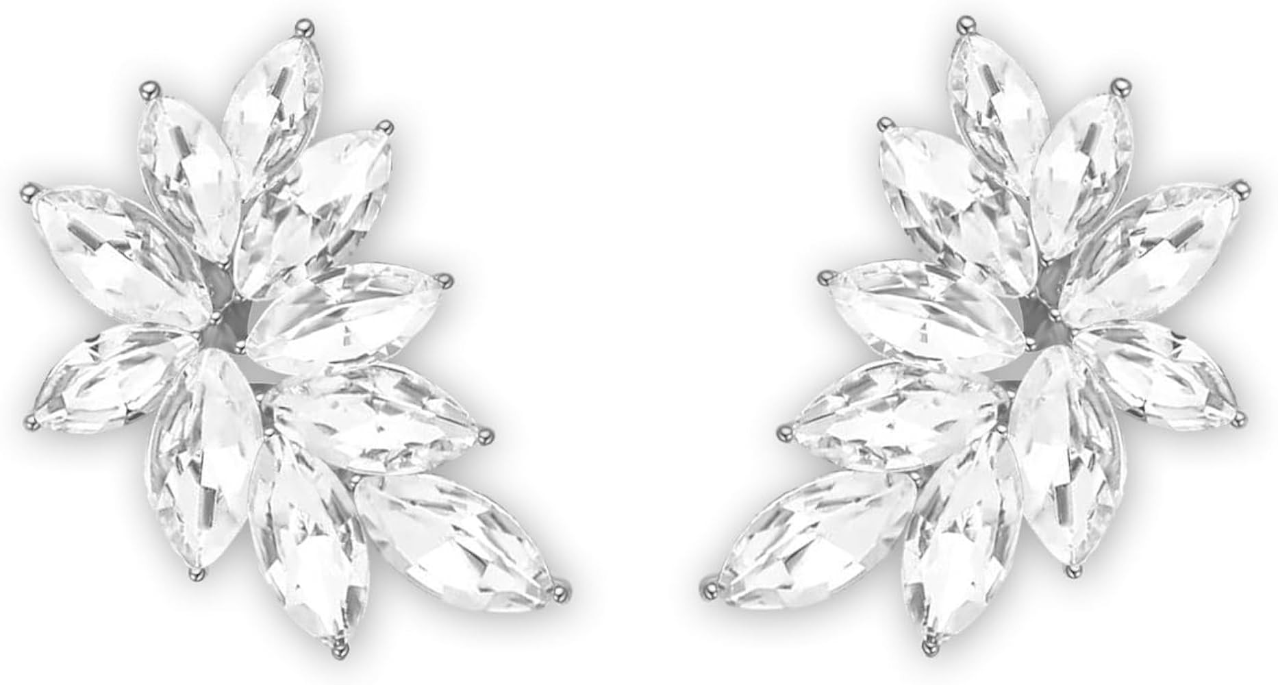 Small Rhinestone Stud Earrings Dainty Marquise Crystal Cluster Earring for Women Girls Wedding Br... | Amazon (US)