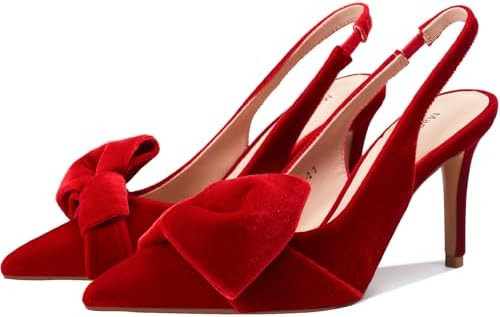 Women's Slingback Heels with Bow Pointed Toe Pumps with Elasticated Strap 3.3" High Heels for Eve... | Amazon (US)