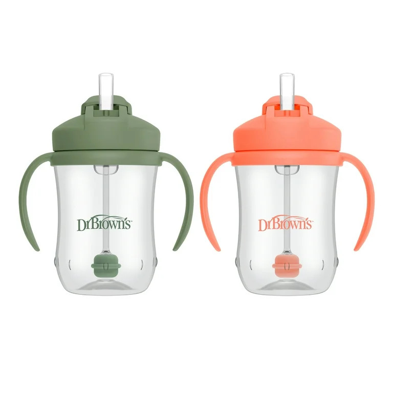 (3 pack) Dr. Brown's Milestones Baby's First Straw Cup with Weighted Straw, 9oz, Coral/Olive, 6m+... | Walmart (US)