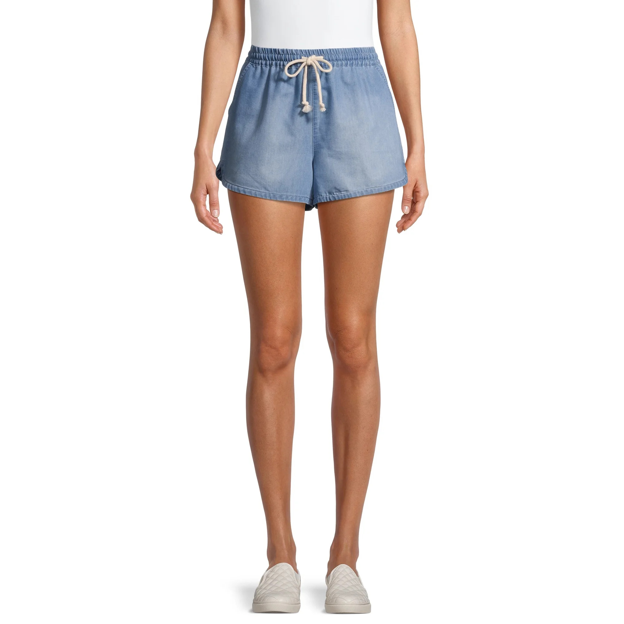 No Boundaries Juniors Tie Front Pull-On Shorts | Walmart (US)