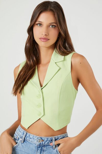 Notched Lapel Cropped Vest | Forever 21