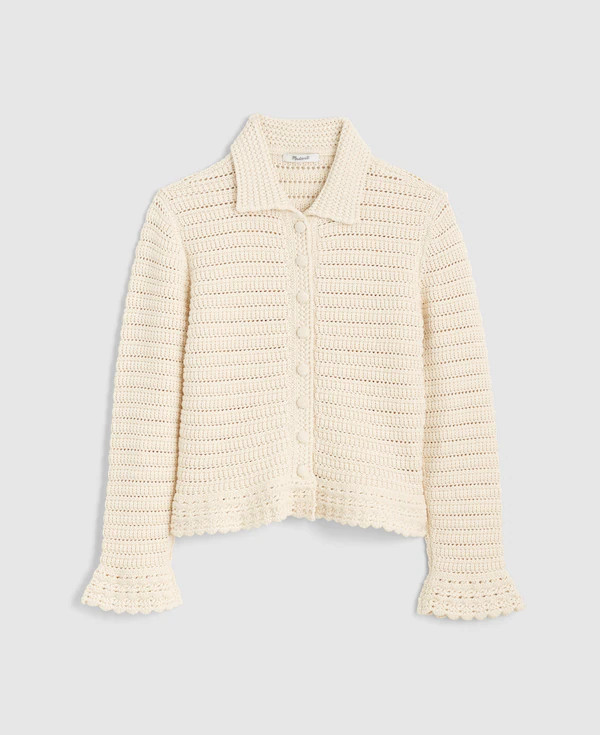 Pointelle-Knit Peplum Cardigan in 100% Cotton | Madewell