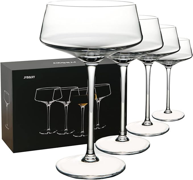 JYB&XY Martini Glasses Set of 4 | 9 oz Coupe Glass Classic Cocktail Glassware Hand Blown Premium ... | Amazon (US)