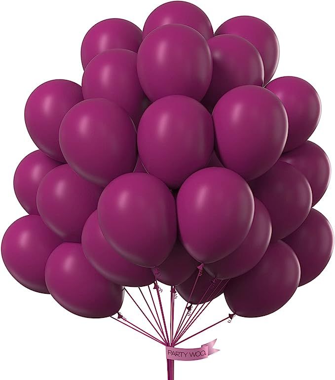 PartyWoo Retro Purple Balloons, 100 pcs 10 Inch Magenta Purple Balloons, Dark Purple Balloons for... | Amazon (US)