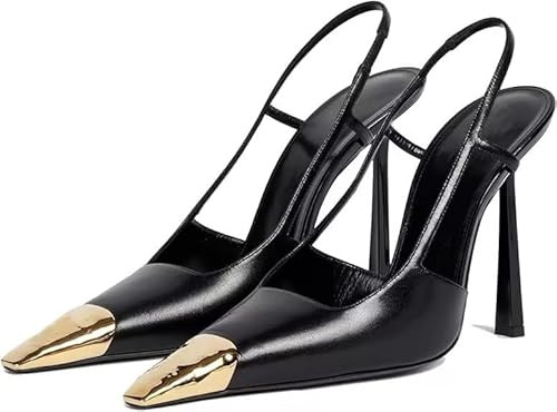 Vertundy Slingback Heels for Women Metal Pointed Toe Stiletto High Heel Pumps Slip On Shoes Geome... | Amazon (US)