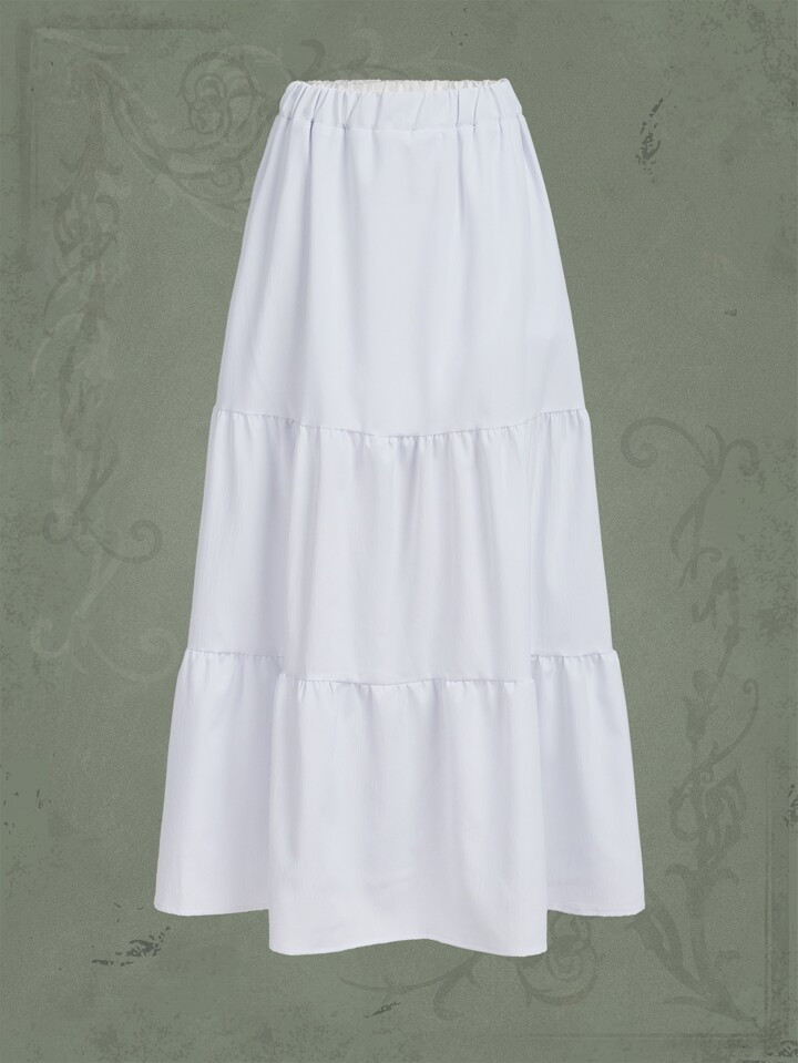 ROMWE Fairycore Solid Ruffle Hem Skirt | SHEIN