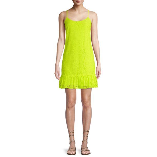 Scoop Women's Lace Flounce Hem Tank Mini Dress | Walmart (US)