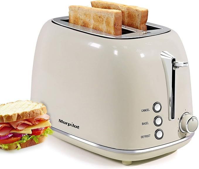 Toaster 2 Slice, Stainless Steel Toaster Retro Wide Slot, Bagel, Cancel, Defrost Function, 6 Shad... | Amazon (US)