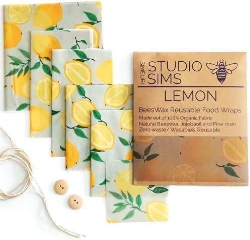 Studio Simeuri Beeswax Reusable Food Wraps Assorted 6 pack Beeswax wrap, Cheese Breads Food Stora... | Amazon (US)