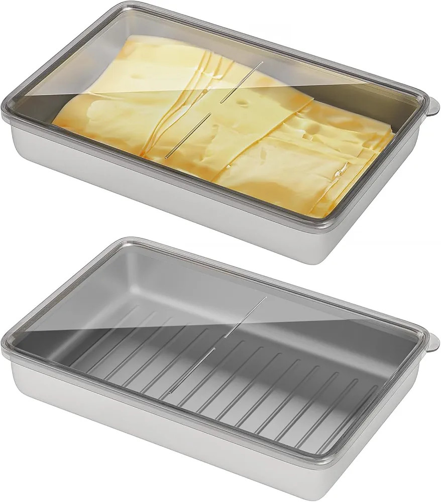 Freshmage Cheese Container for Refrigerator, Stainless Steel Airtight Deli Meat Storage Container... | Amazon (US)