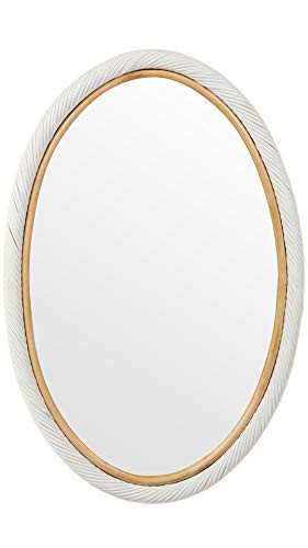 Kouboo Oval Twisted Rattan Wall Mirror Coastal Vanity Decor 35x23 in White | Amazon (US)