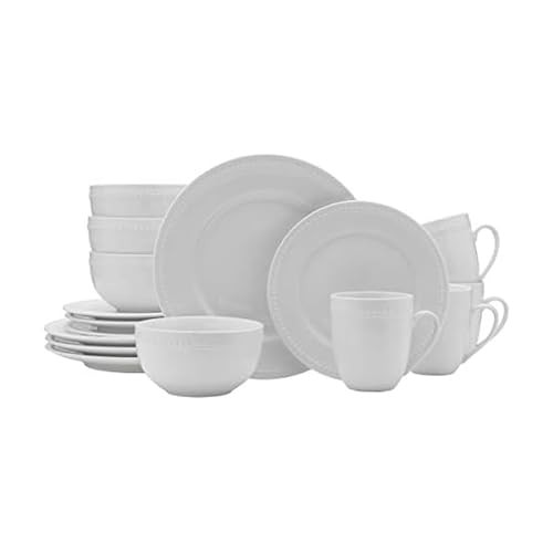 Everyday White by Fitz and Floyd, Beaded 16 Piece Dinnerware Set, Service for 4 | Amazon (US)