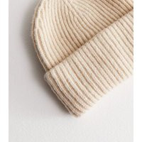 Cream Ribbed Knit Chunky Beanie Hat New Look | New Look (UK)