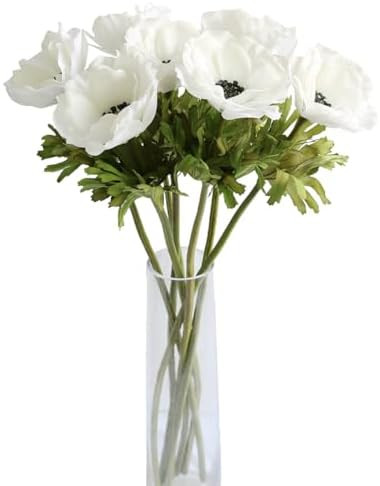 MUFEN 7PCS Anemone Artificial Flowers Real Touch Silk Flower Wedding Bride Bouquet DIY Home Decor... | Amazon (US)