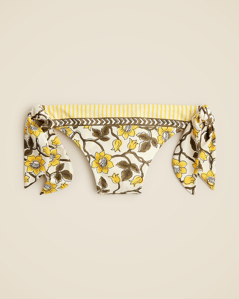 Side-tie string bikini bottom in daffodil daze block print | J. Crew US