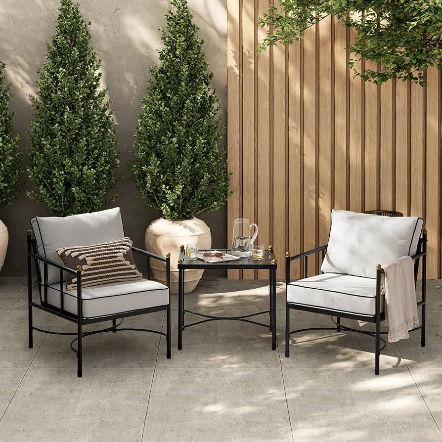 mopio Odelia Patio Chairs Set of 2, Outdoor Seating Lawn Lounge Metal Chair, Conversation Sets fo... | Amazon (US)