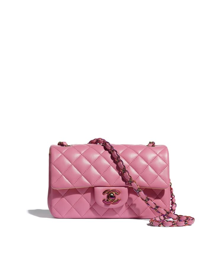 Lambskin & Rainbow Metal Pink Mini Flap Bag | CHANEL | Chanel, Inc. (US)
