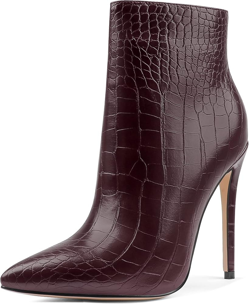 COLETER Women's Black Ankle Boots Closed Pointed Toe Stilettos Autumn Dress Booties | Amazon (US)