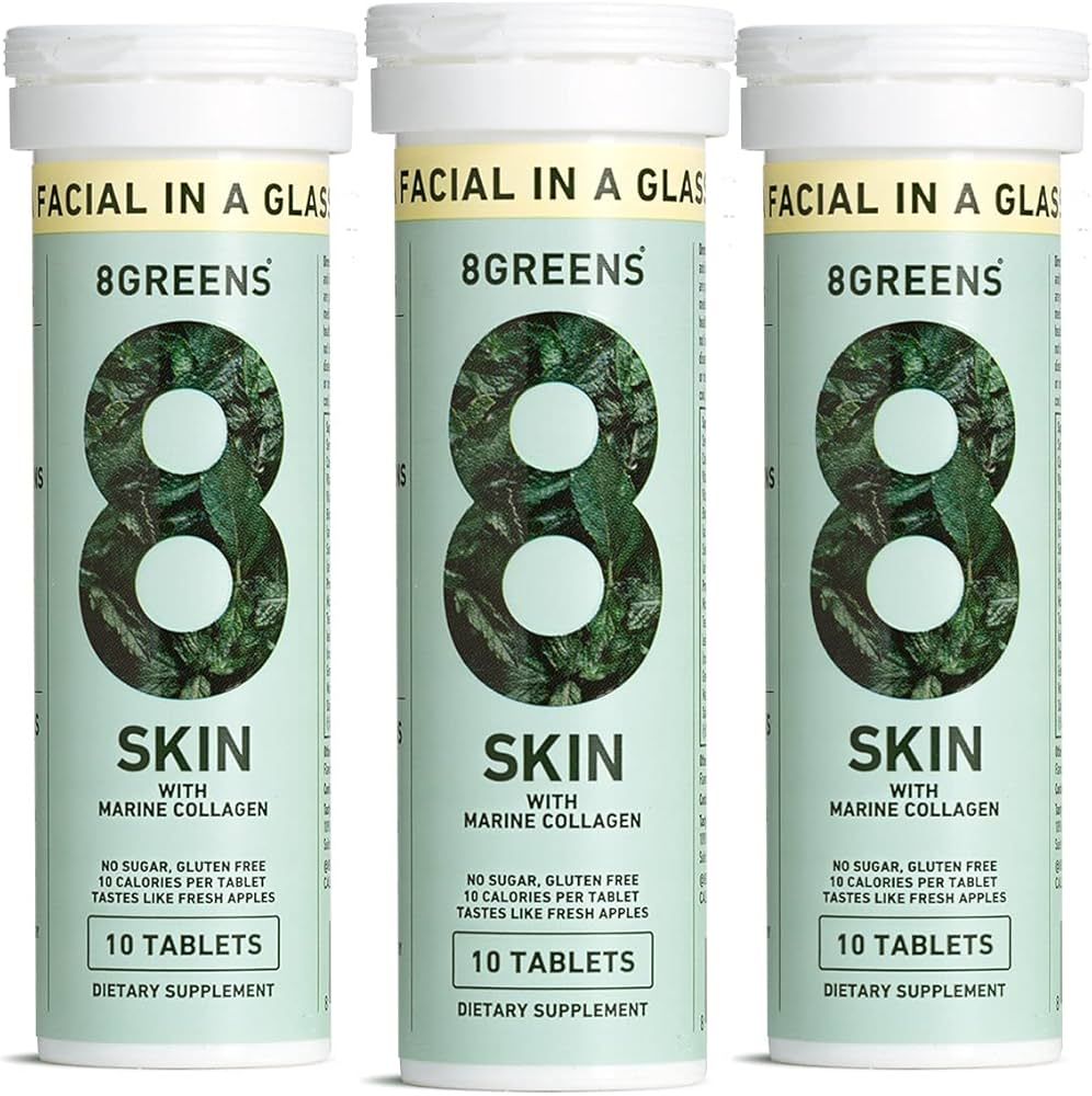 8Greens Skin + Marine Collagen for Beautiful Skin - Fizzy Super Greens Dietary Supplement - 8 Ess... | Amazon (US)