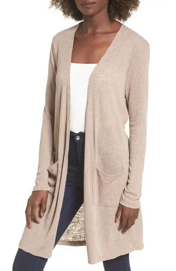 Women's Bp. Ribbed Knit Cardigan, Size XX-Small - Beige | Nordstrom