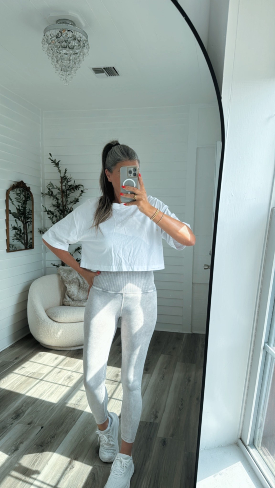 I actually love this workout set. Wearing s bottoms and m top. Threw a cropped tee over. Wearing small in tee 
Shoes run tts

#LTKOver40 #LTKActive #LTKStyleTip