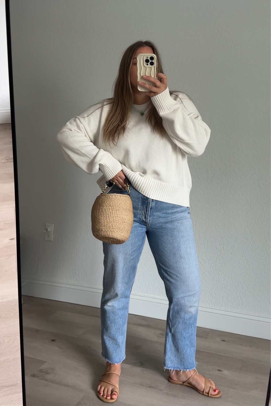 Jeans: zephyr wash- linked same style newer light wash ( mine are older) 

Sweater - medium ( true to size : runs slightly oversized) 