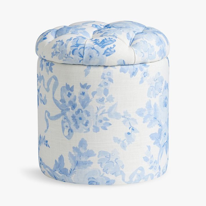 LoveShackFancy Tufted Round Storage Ottoman | Pottery Barn Teen